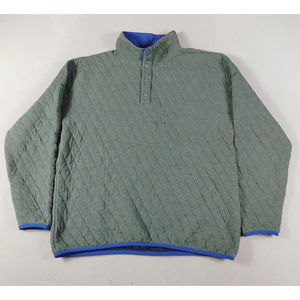 Orvis Jacket Mens Medium‎ Green Quilted Snap Pullover Collar Outdoor Insulated